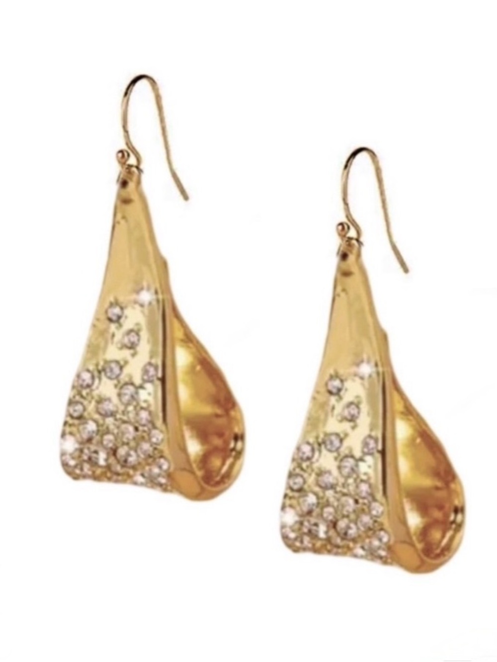 ALEXIS BITTAR Crystal Dusted Gold Ribbon Curl Loop Earrings MY30